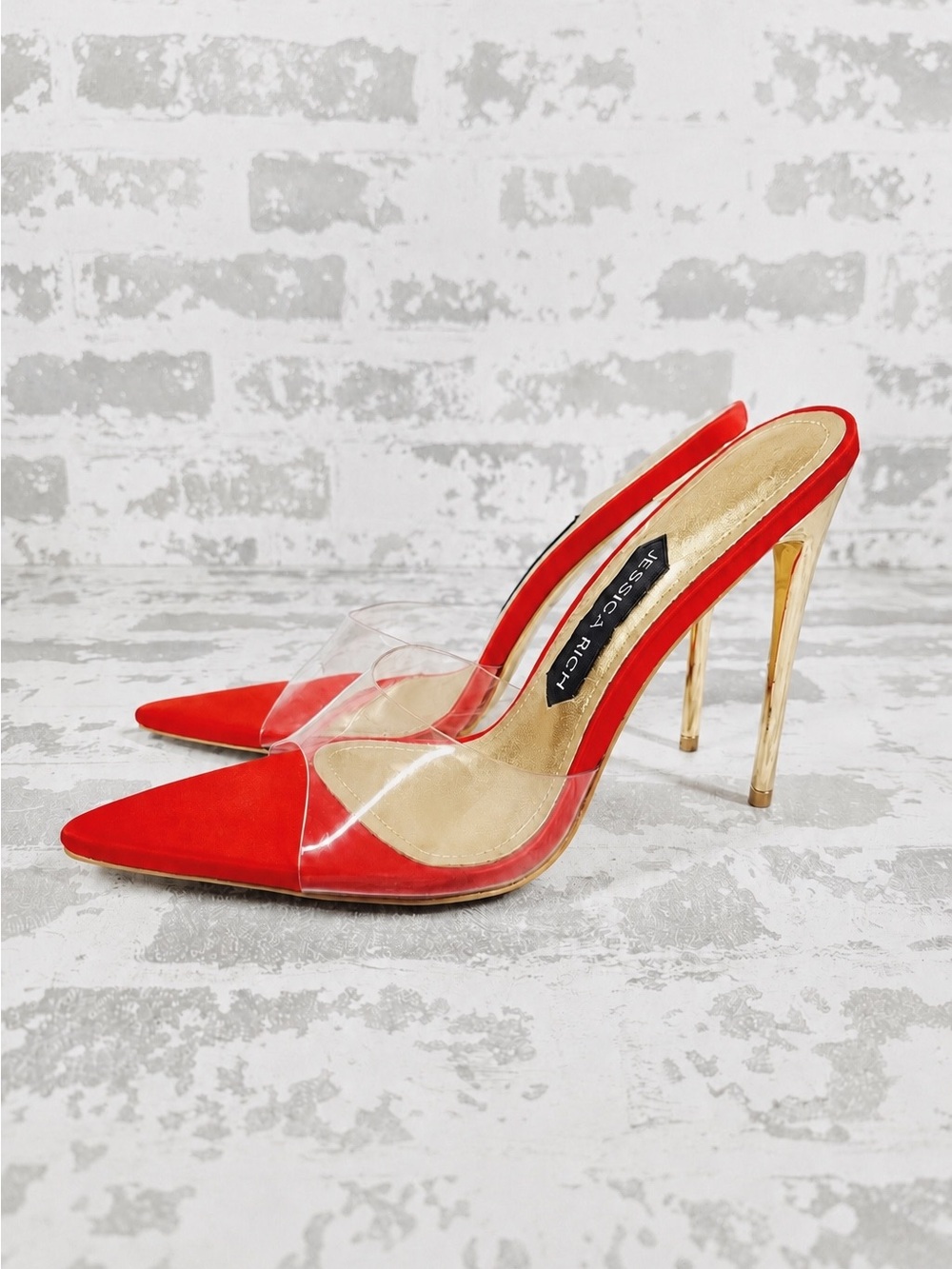Jessica Rich Macy Pointed-Toe Clear PVC Panel Stiletto Mule NWT